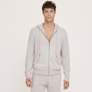 NakedCashmere French Terry Zip Up Hoodie Cotton Cashmere Light Grey Large